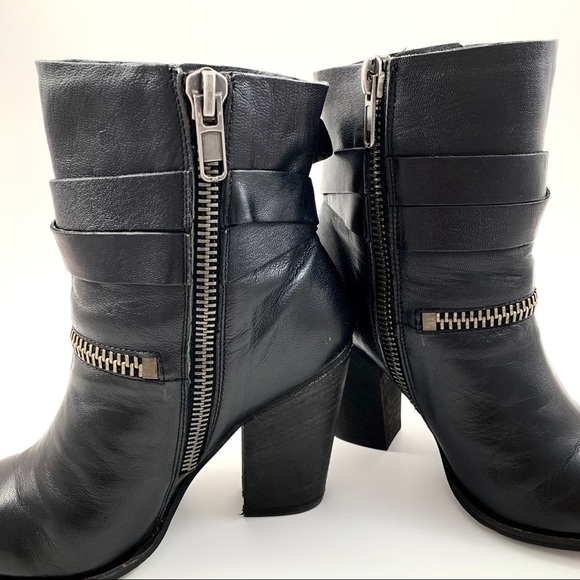 JOE’S JEANS black leather heeled motorcycle boots - Picture 12 of 13